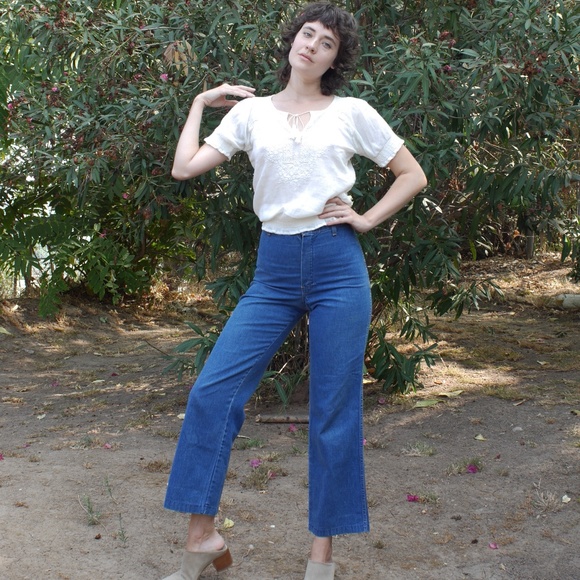 Vintage Denim - Amazing 70s High Waist Wide Leg Jeans